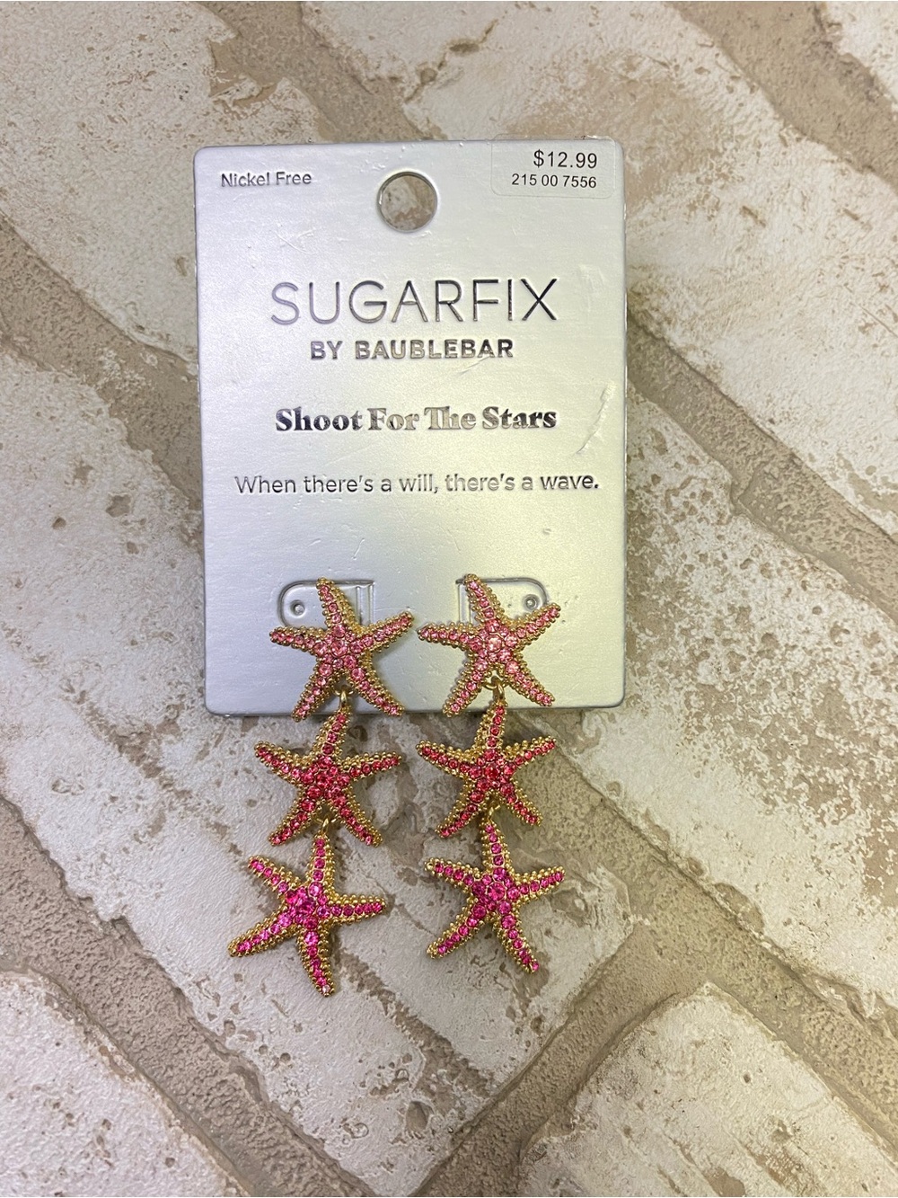 NWT Sugarfix by Baublebar Shoot For The Stars Pink Starfish Drop Earrings